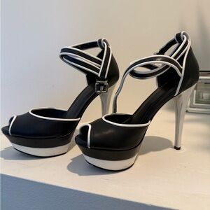 Elegant BCBG Black and White Women's Platform Heels